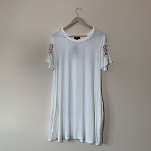 Very J Off-White Embroidered Mini Dress